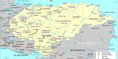 Map of political map of Honduras