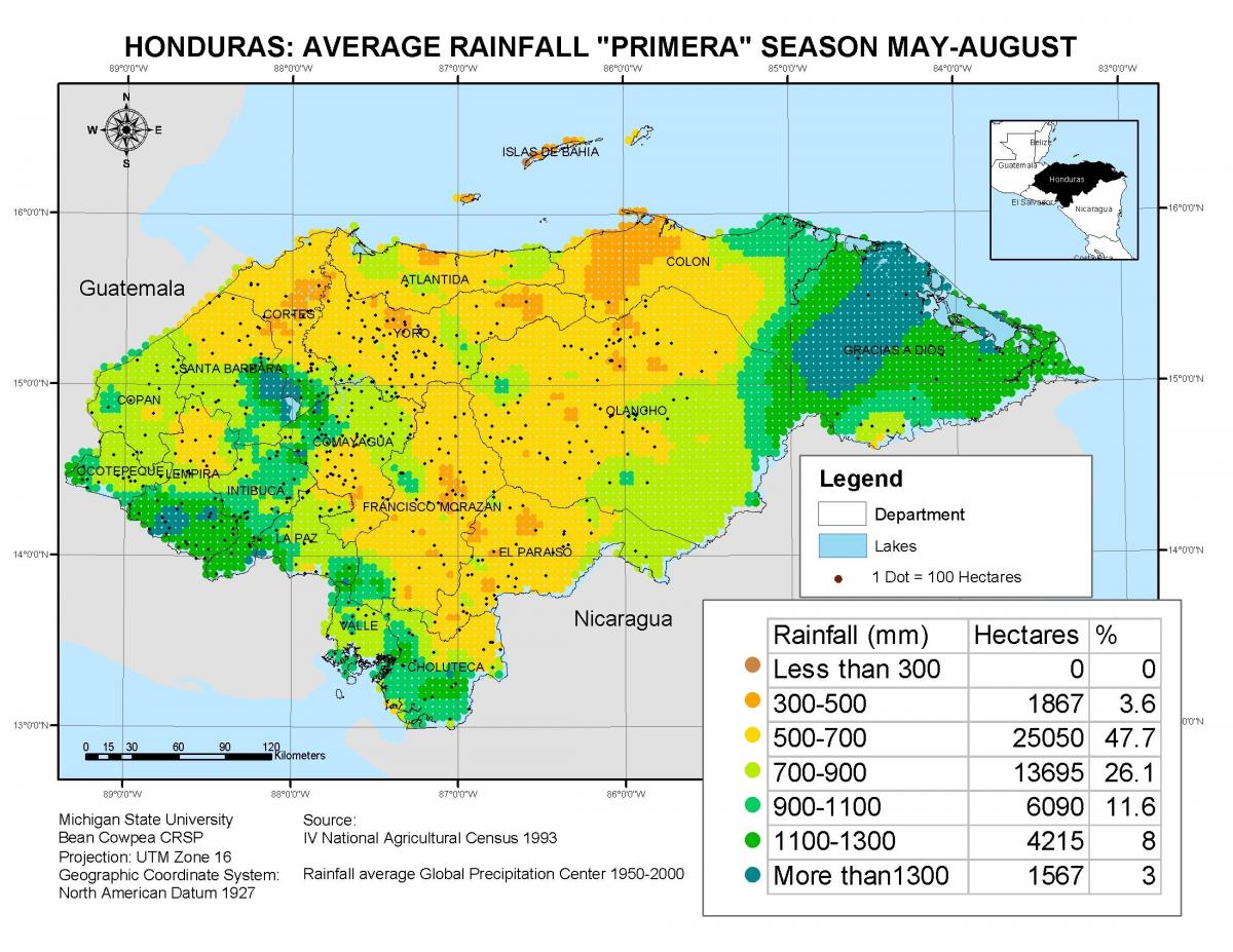 map of Honduras climate