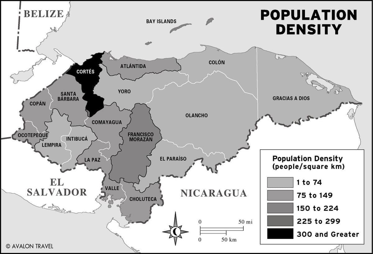 map of Honduras population