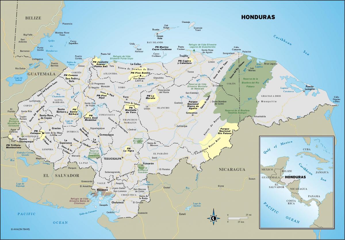 map of Honduras road