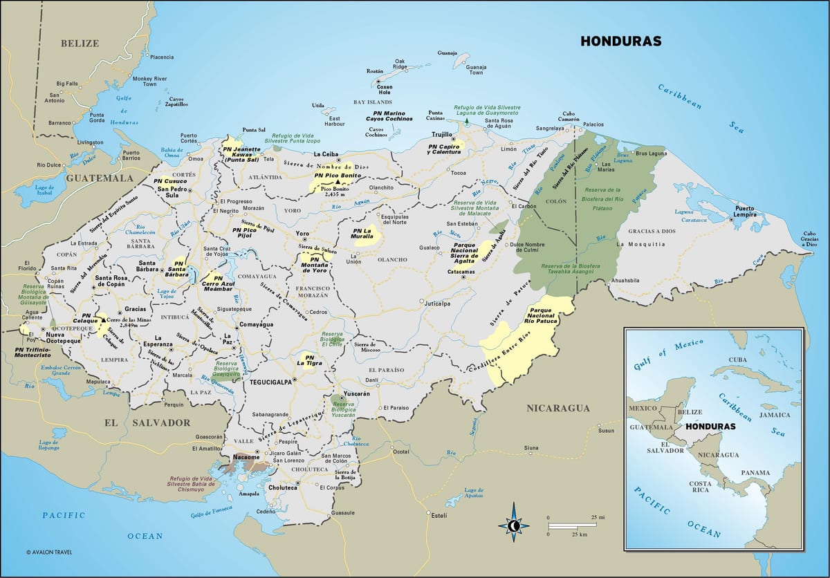 map of Honduras tourist