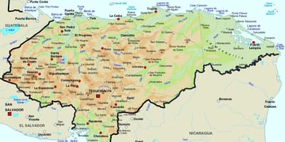 Map of Honduras and surrounding countries