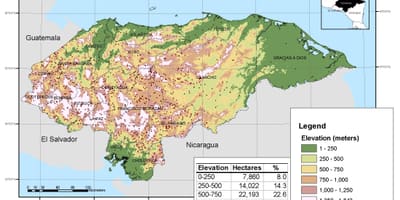 Map of Honduras elevation