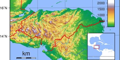 Map of Honduras topographic